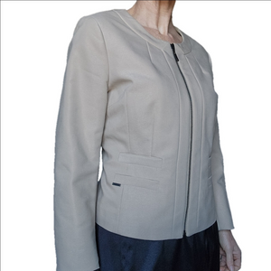 Women's Jacket Blazer Beige color Neutral No collar zipper closure MEXX Size M